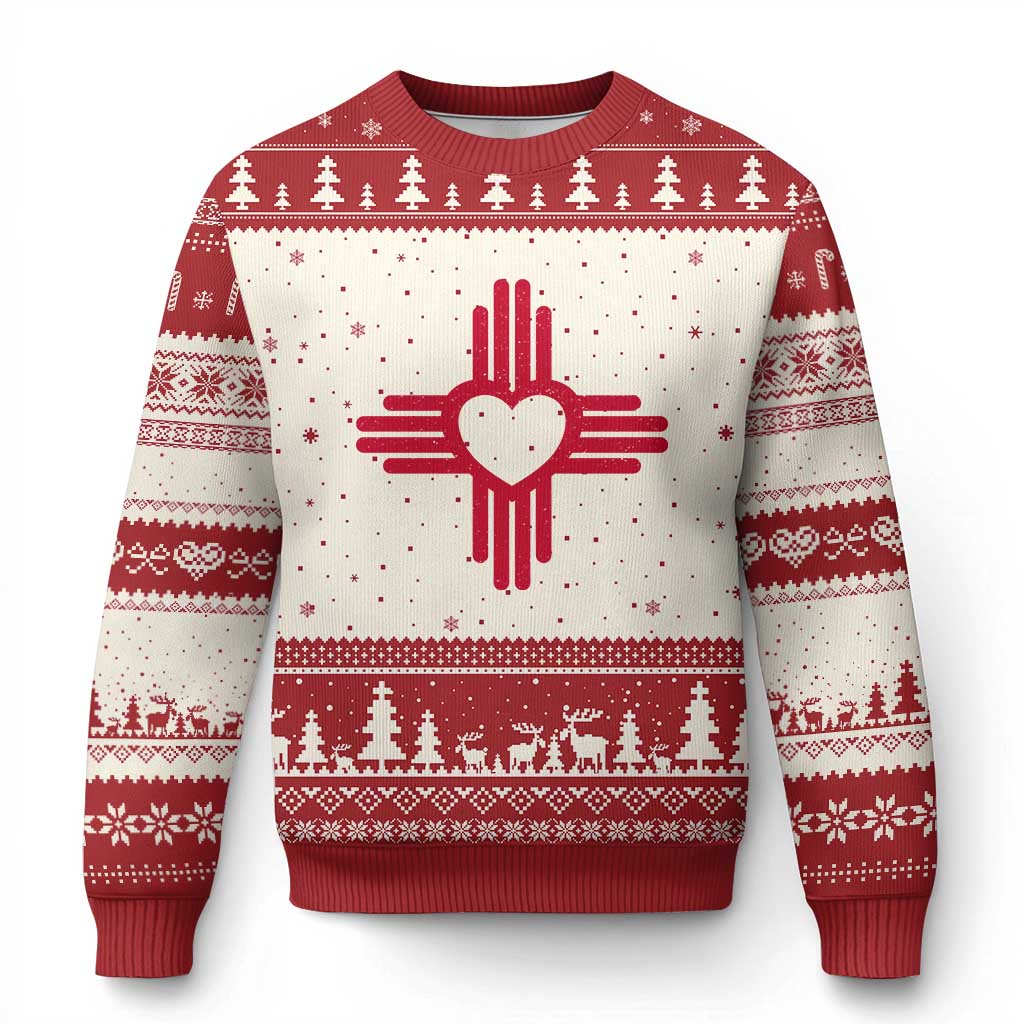 Zia Heart Symbol New Mexico Flag Shirt New Mexican Pride Ugly Christmas Sweater TS14 Beige Red Print Your Wear