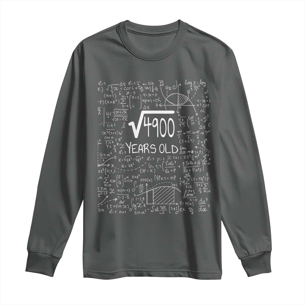 70th Birthday Math Long Sleeve Shirt Square Root of 4900 Funny Math Nerd 70 Year Old Gift TS14 Dark Heather Print Your Wear