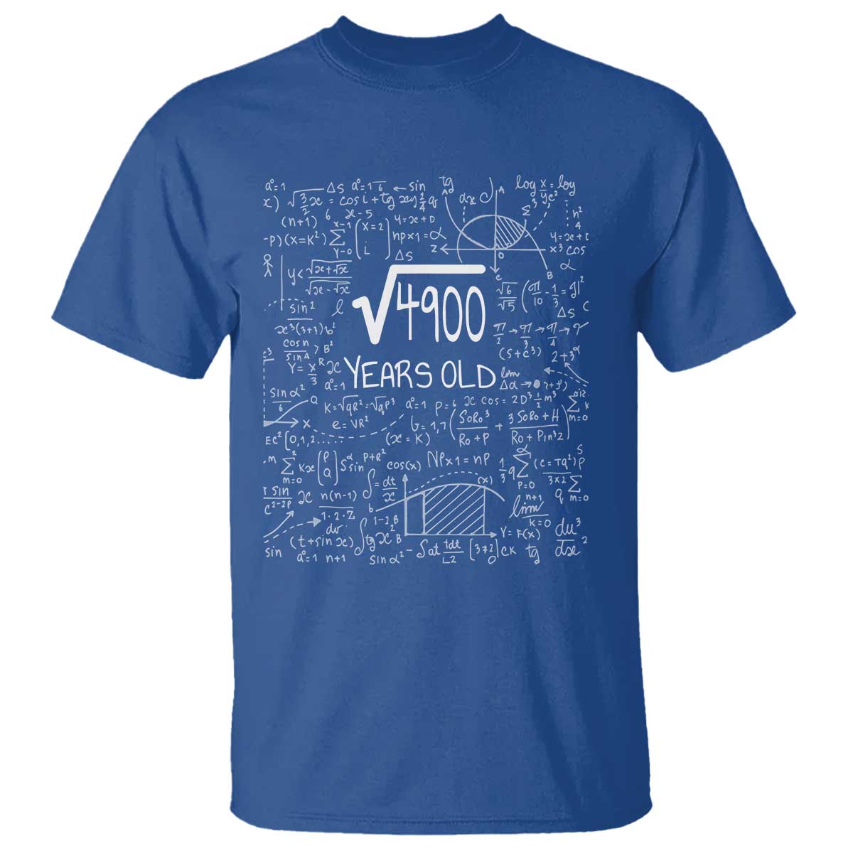 70th Birthday Math T Shirt Square Root of 4900 Funny Math Nerd 70 Year Old Gift TS14 Royal Blue Print Your Wear