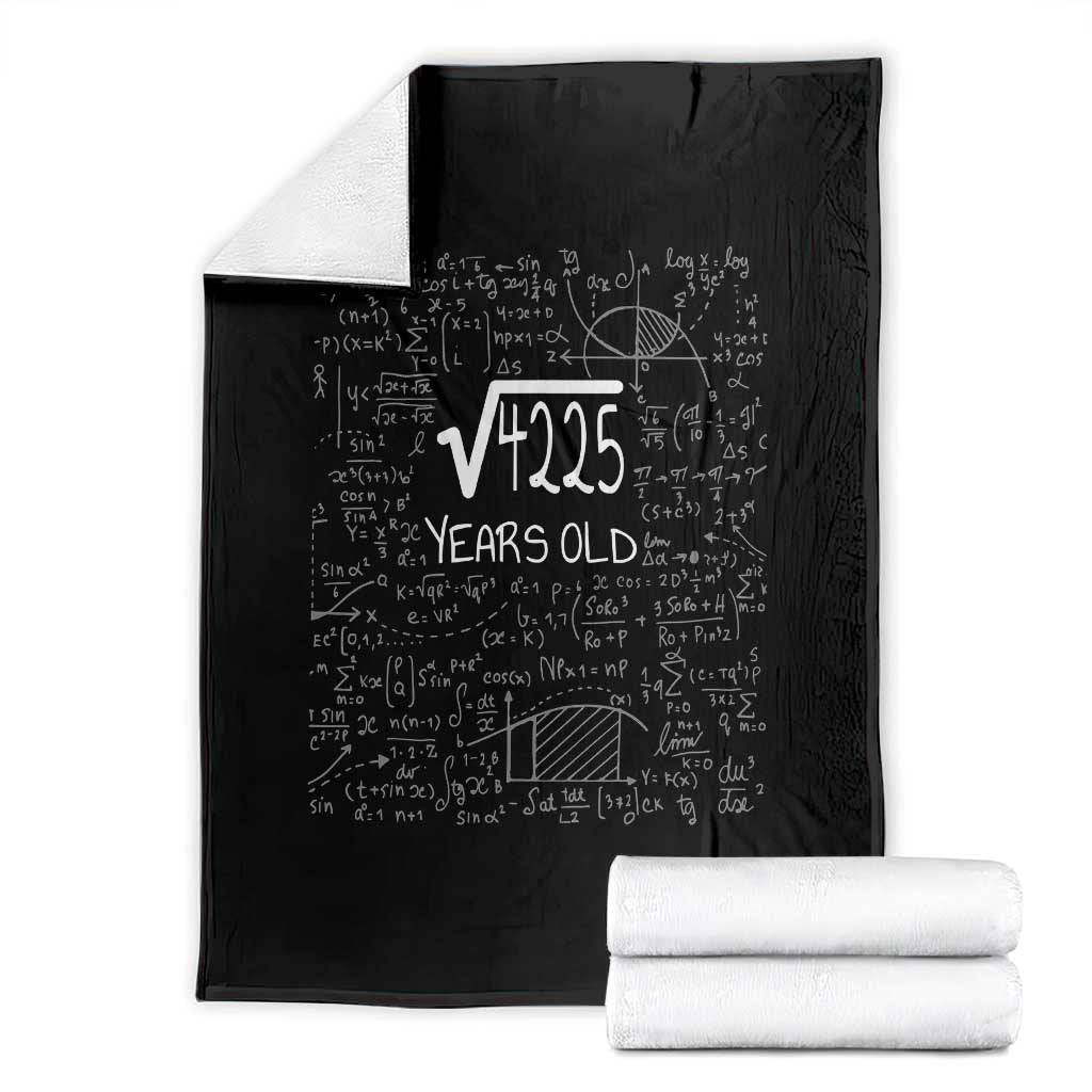 65th Birthday Math Throw Blanket Square Root of 4225 Funny Math Nerd 65 Year Old Gift TS14 Black Print Your Wear