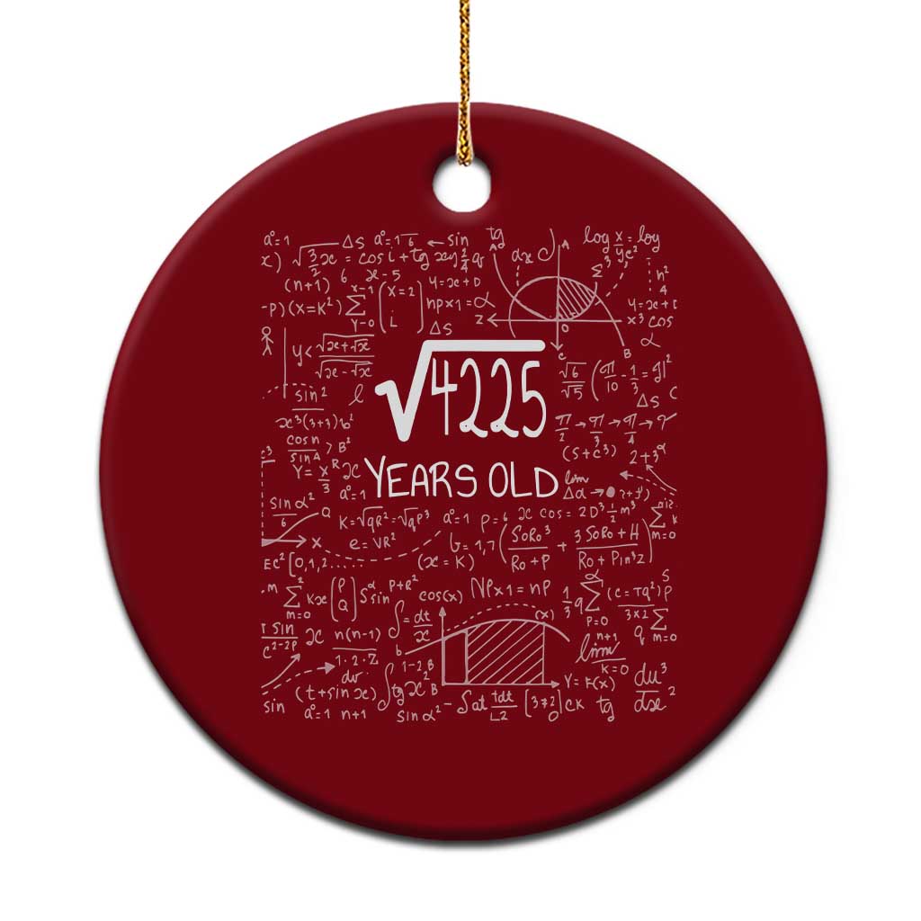 65th Birthday Math Ceramic Ornament Square Root of 4225 Funny Math Nerd 65 Year Old Gift TS14 1pc Red Print Your Wear