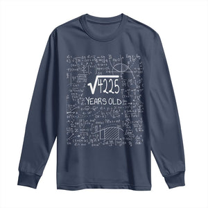 65th Birthday Math Long Sleeve Shirt Square Root of 4225 Funny Math Nerd 65 Year Old Gift TS14 Navy Print Your Wear