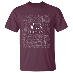 65th Birthday Math T Shirt Square Root of 4225 Funny Math Nerd 65 Year Old Gift TS14 Maroon Print Your Wear