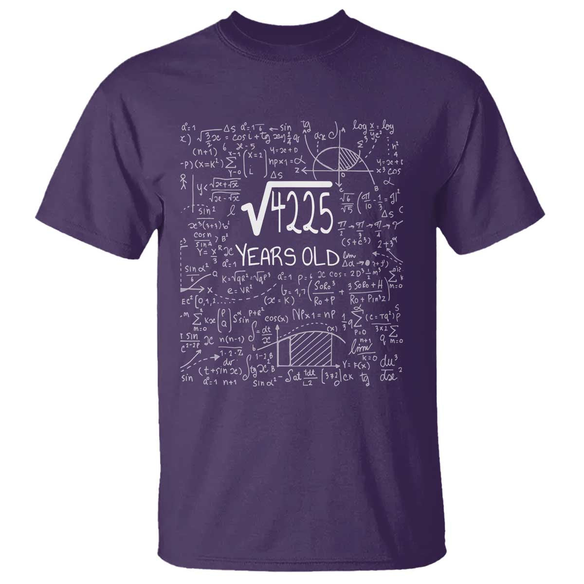65th Birthday Math T Shirt Square Root of 4225 Funny Math Nerd 65 Year Old Gift TS14 Purple Print Your Wear