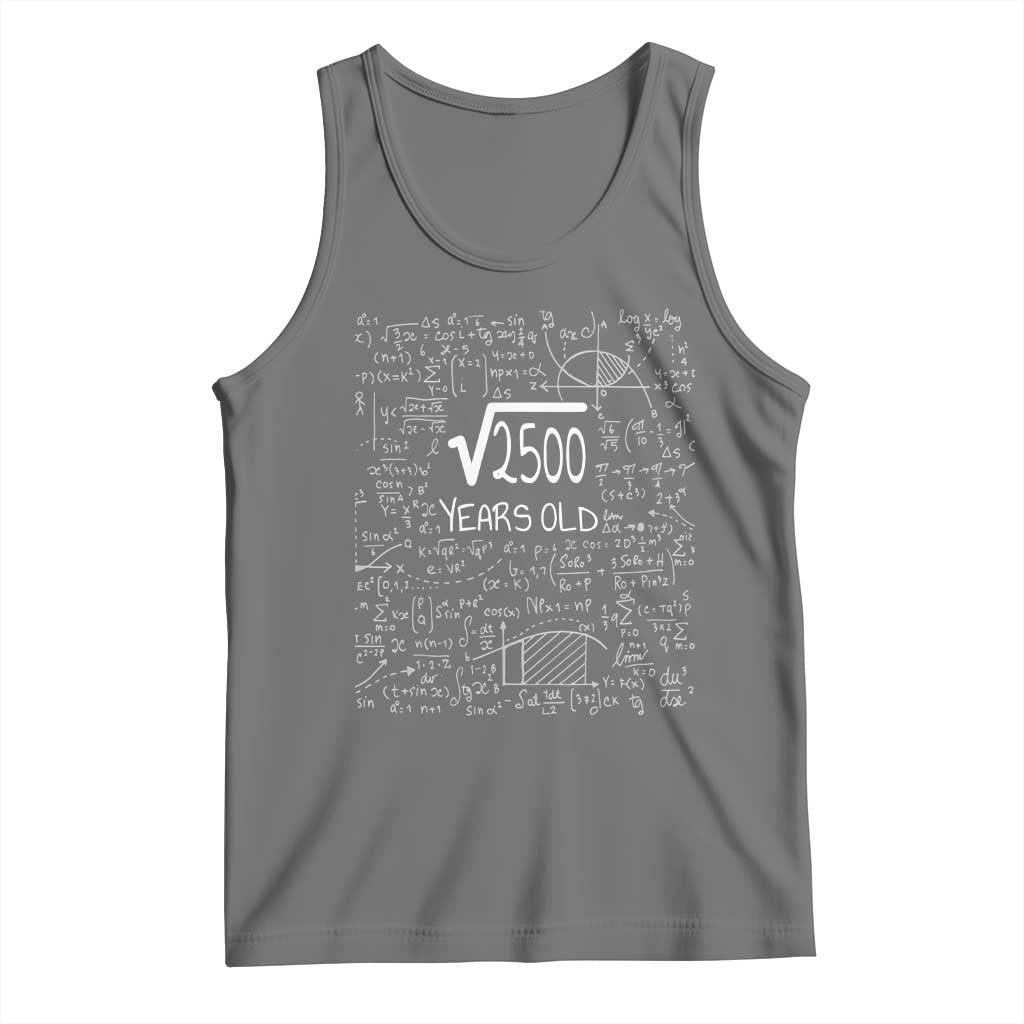 50th Birthday Math Tank Top Square Root of 2500 Funny Math Nerd 50 Year Old Gift TS14 Black Heather Print Your Wear