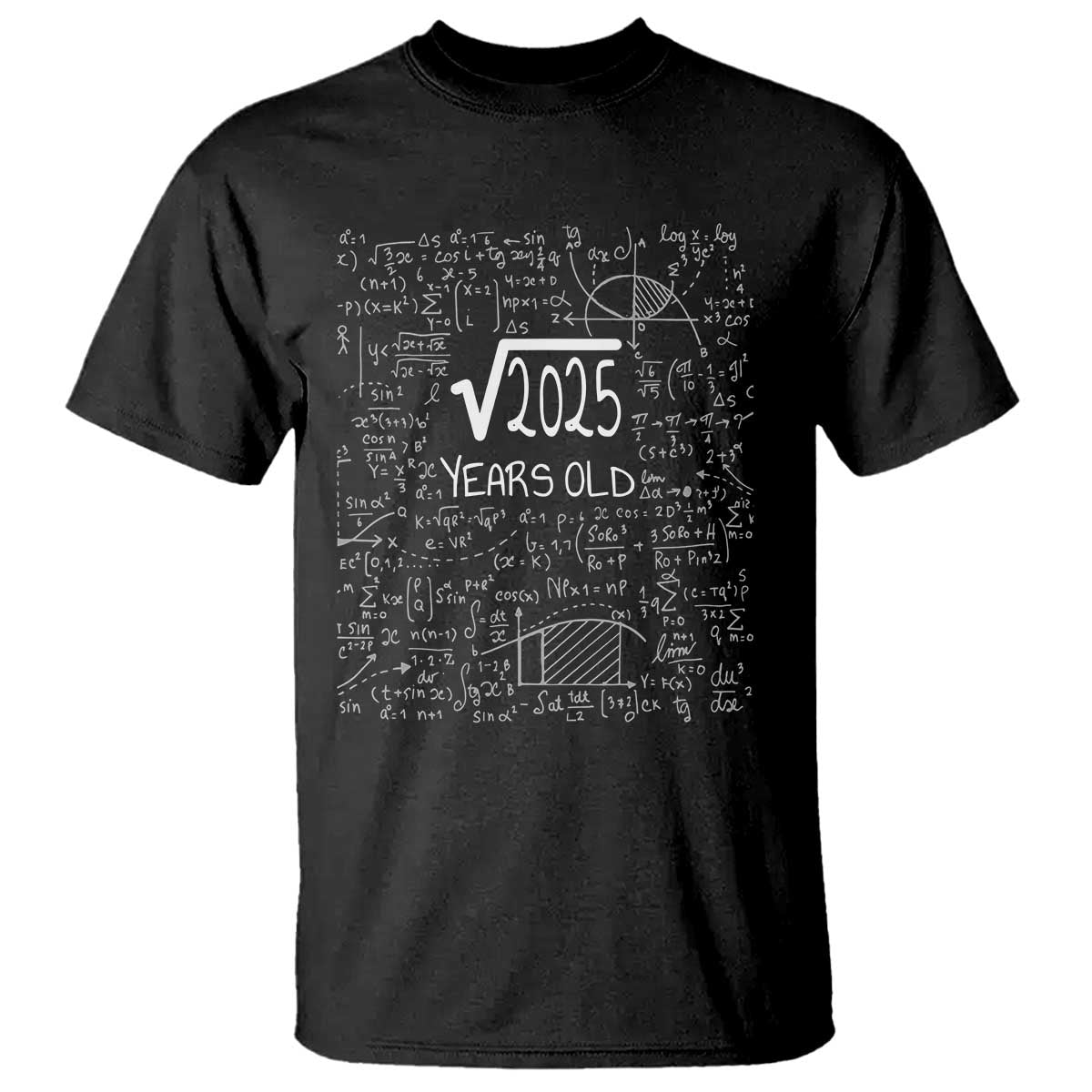 45th Birthday Math T Shirt Square Root of 2025 Funny Math Nerd 45 Year Old Gift TS14 Black Print Your Wear