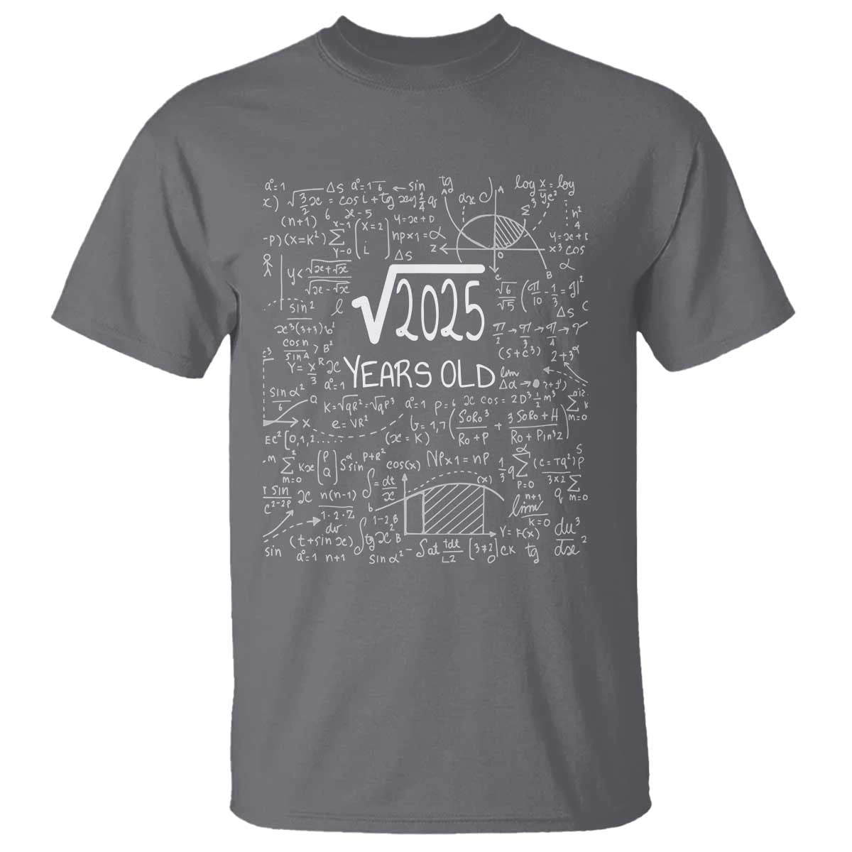 45th Birthday Math T Shirt Square Root of 2025 Funny Math Nerd 45 Year Old Gift TS14 Charcoal Print Your Wear