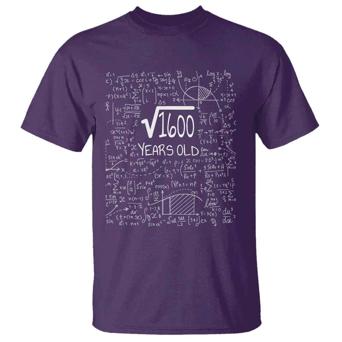 40th Birthday Math T Shirt Square Root of 1600 Funny Math Nerd 40 Year Old Gift TS14 Purple Print Your Wear