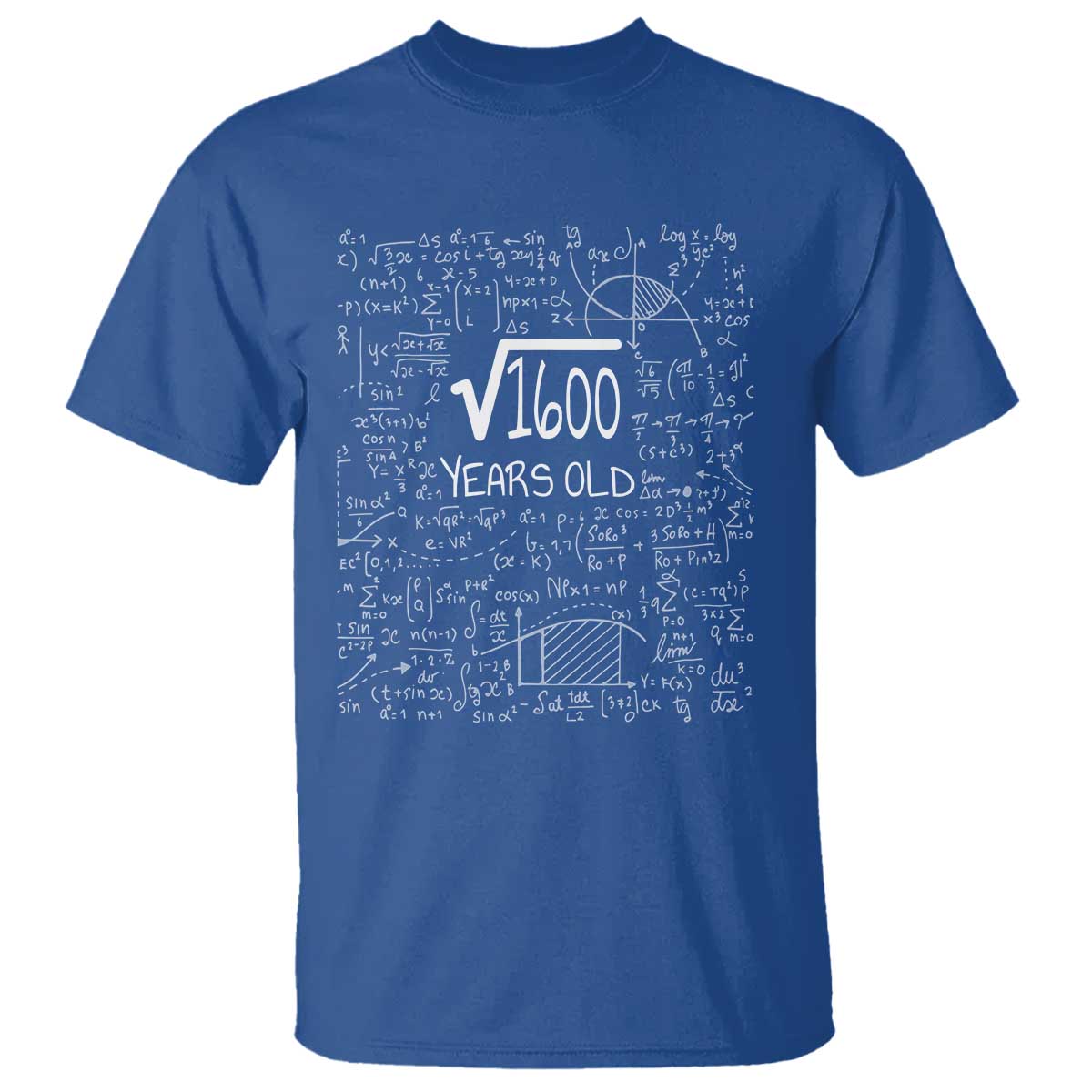 40th Birthday Math T Shirt Square Root of 1600 Funny Math Nerd 40 Year Old Gift TS14 Royal Blue Print Your Wear