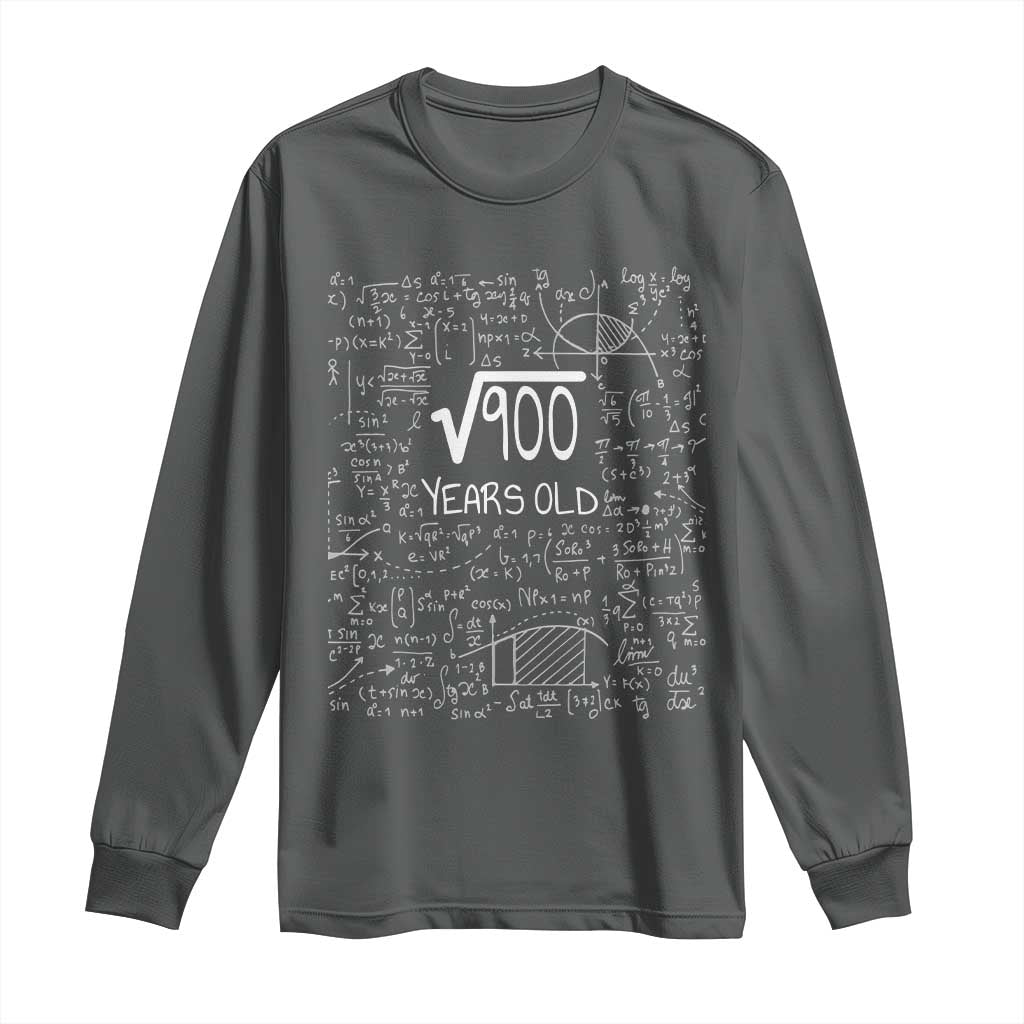 30th Birthday Math Long Sleeve Shirt Square Root of 900 Funny Math Nerd 30 Year Old Gift TS14 Dark Heather Print Your Wear