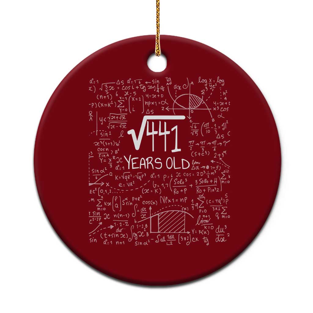 21st Birthday Math Ceramic Ornament Square Root of 441 Funny Math Nerd 21 Year Old Gift TS14 1pc Red Print Your Wear