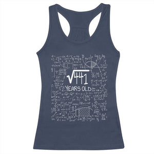 21st Birthday Math Racerback Tank Top Square Root of 441 Funny Math Nerd 21 Year Old Gift TS14 Navy Print Your Wear