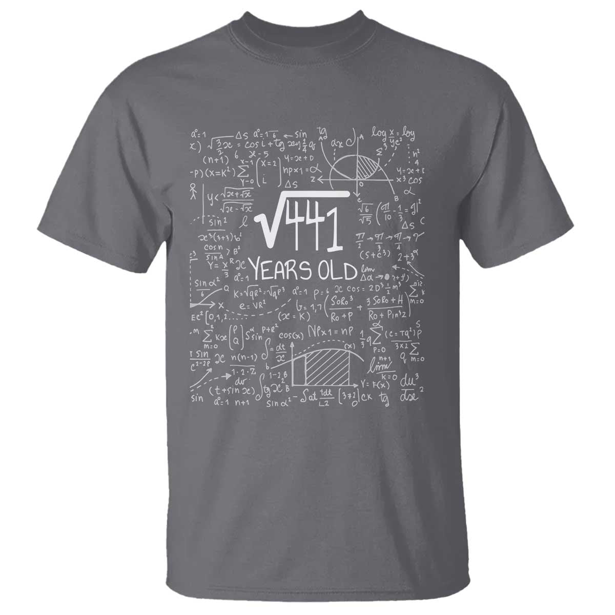 21st Birthday Math T Shirt Square Root of 441 Funny Math Nerd 21 Year Old Gift TS14 Charcoal Print Your Wear