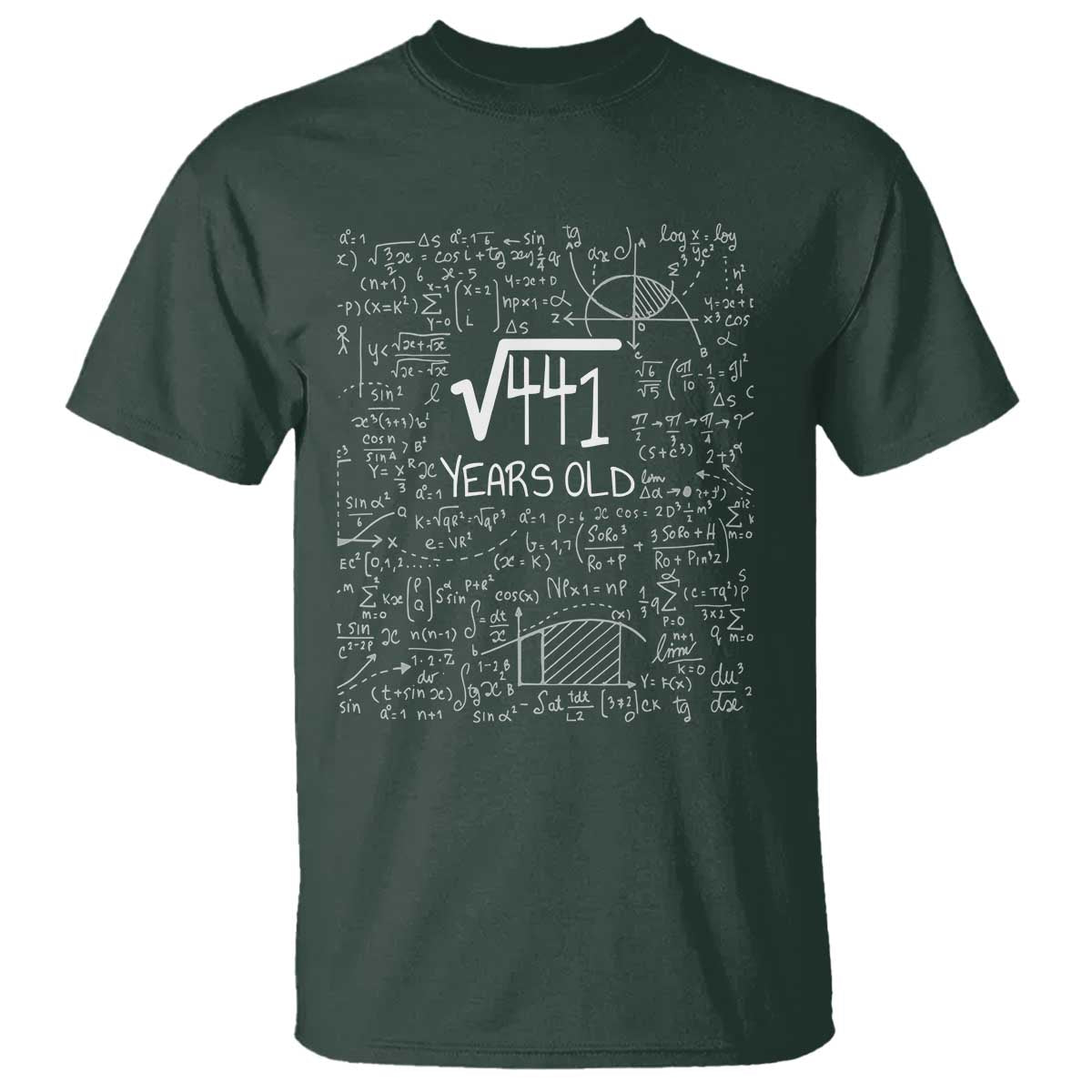 21st Birthday Math T Shirt Square Root of 441 Funny Math Nerd 21 Year Old Gift TS14 Dark Forest Green Print Your Wear
