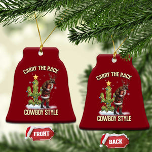 Funny Santa Hunting Ceramic Ornament Carry The Rack Cowboy Style TS14 Print Your Wear