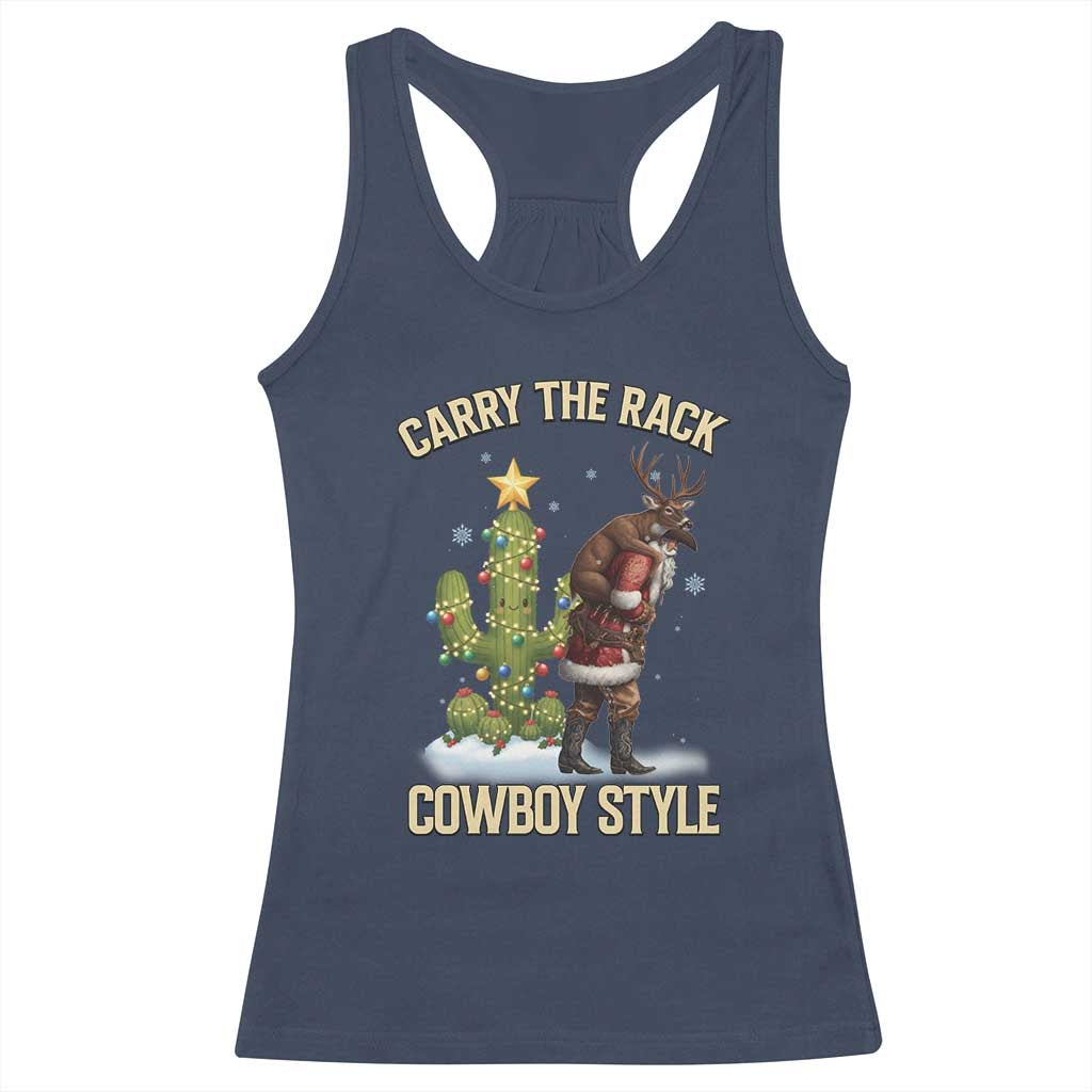 Funny Santa Hunting Racerback Tank Top Carry The Rack Cowboy Style TS14 Navy Print Your Wear