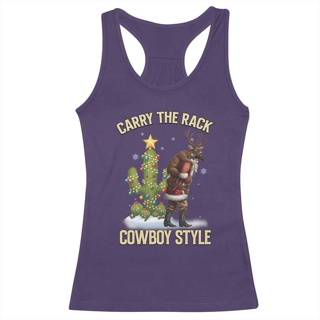 Funny Santa Hunting Racerback Tank Top Carry The Rack Cowboy Style TS14 Purple Print Your Wear
