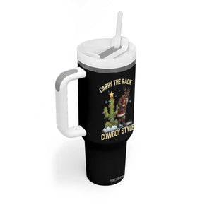 Funny Santa Hunting Tumbler With Handle Carry The Rack Cowboy Style TS14 Print Your Wear