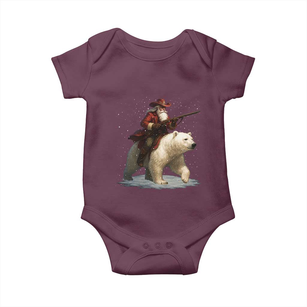 Funny Santa Gun Christmas Baby Onesie TS14 Maroon Print Your Wear