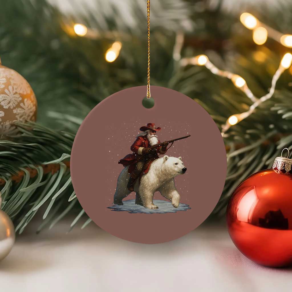 Funny Santa Gun Christmas Ceramic Ornament TS14 1pc Mocha Print Your Wear