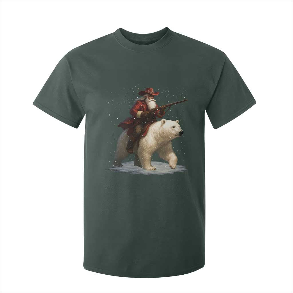Funny Santa Gun Christmas T Shirt For Kid TS14 Dark Forest Green Print Your Wear