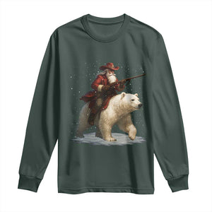 Funny Santa Gun Christmas Long Sleeve Shirt TS14 Dark Forest Green Print Your Wear