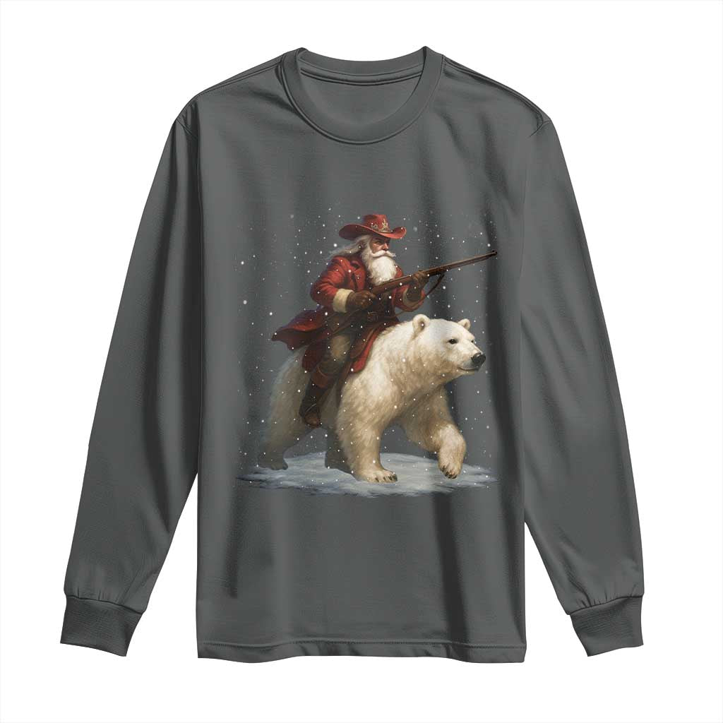 Funny Santa Gun Christmas Long Sleeve Shirt TS14 Dark Heather Print Your Wear