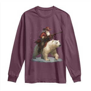 Funny Santa Gun Christmas Long Sleeve Shirt TS14 Maroon Print Your Wear