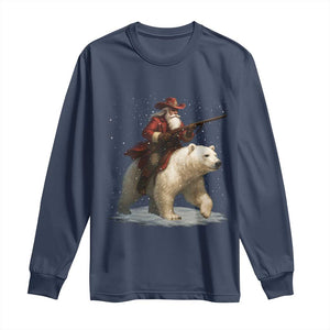 Funny Santa Gun Christmas Long Sleeve Shirt TS14 Navy Print Your Wear