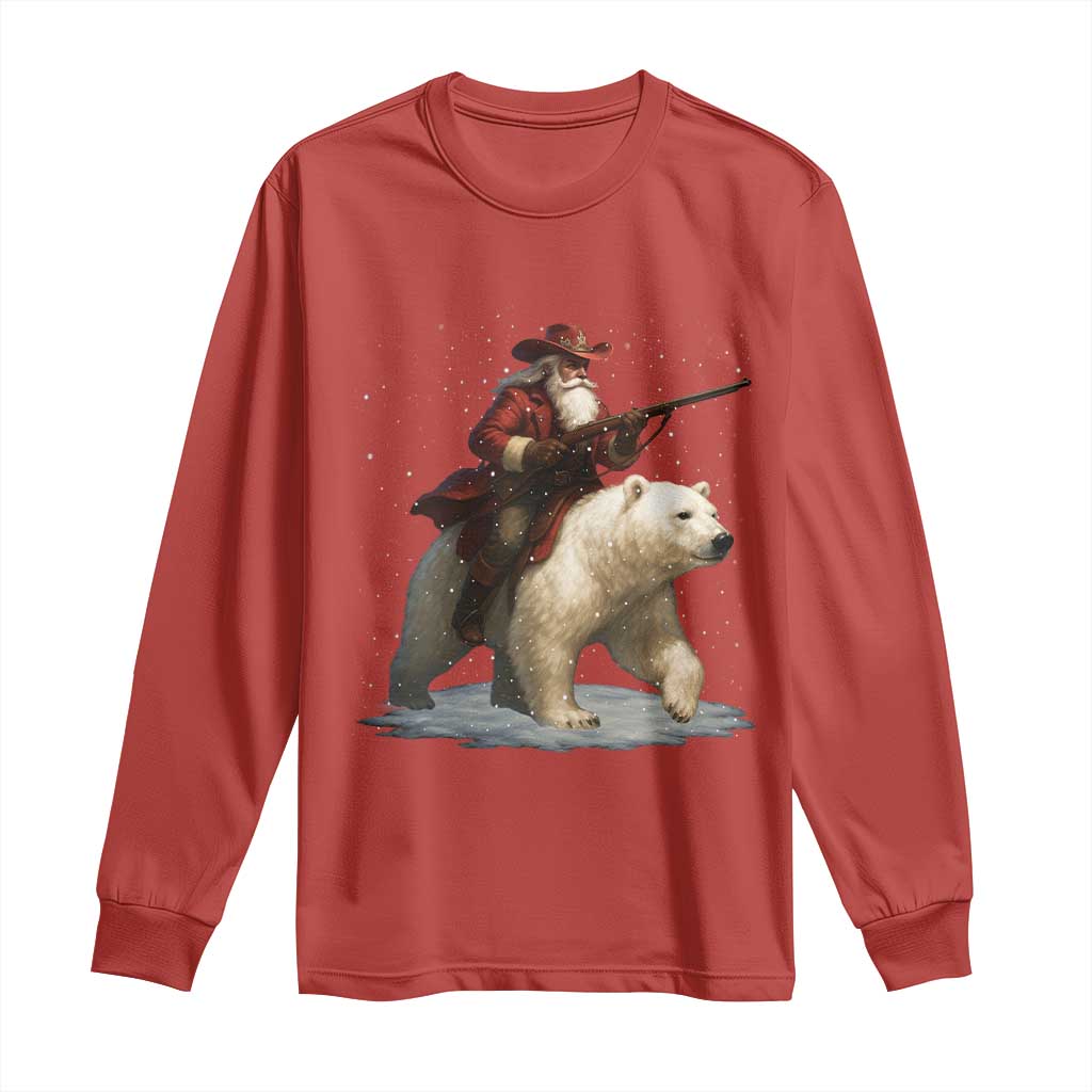 Funny Santa Gun Christmas Long Sleeve Shirt TS14 Red Print Your Wear