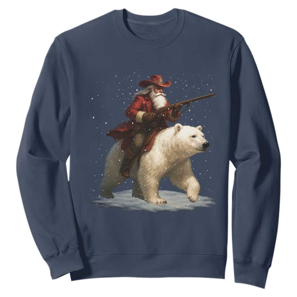 Funny Santa Gun Christmas Sweatshirt TS14 Navy Print Your Wear