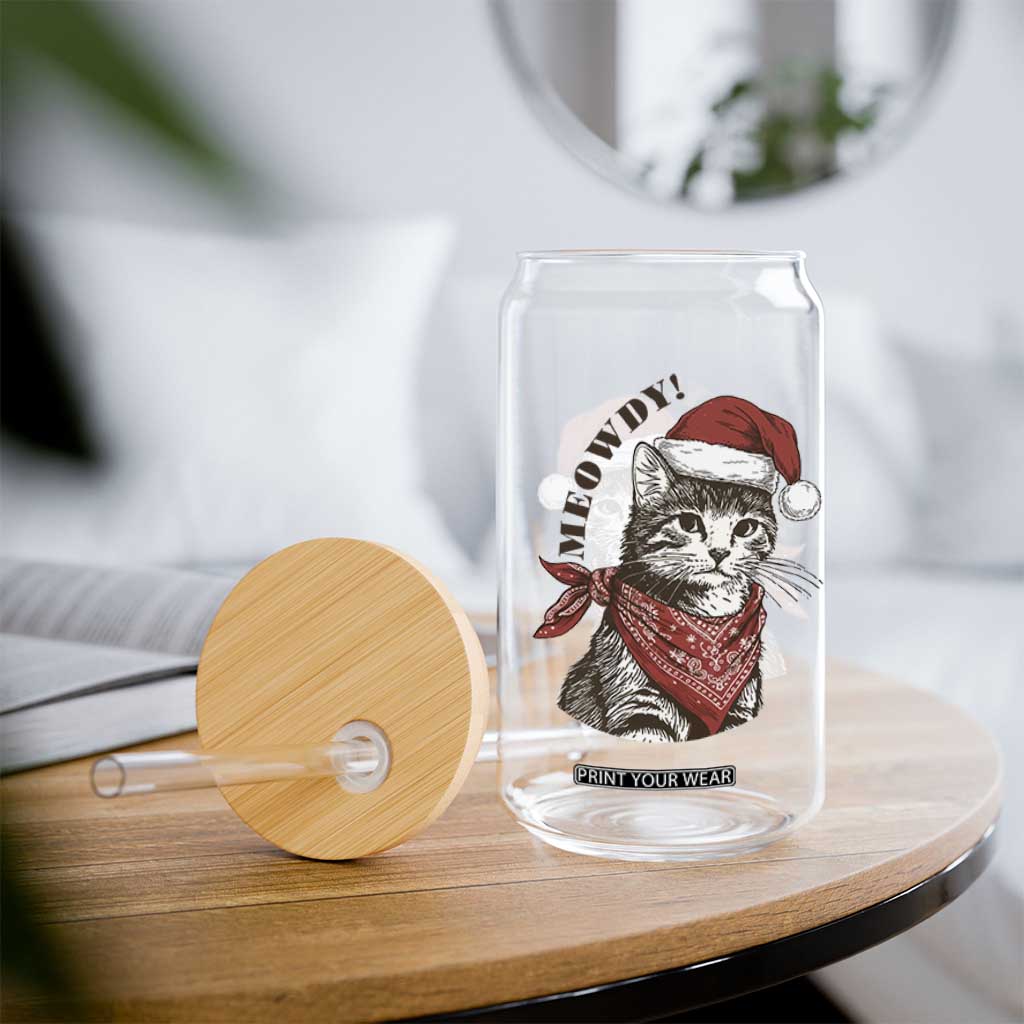 Cowboy Cat Christmas Glass Can Meowdy Western Rodeo TS14 Print Your Wear