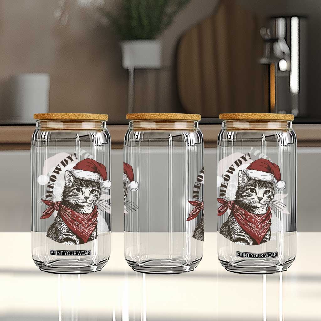Cowboy Cat Christmas Glass Can Meowdy Western Rodeo TS14 Print Your Wear