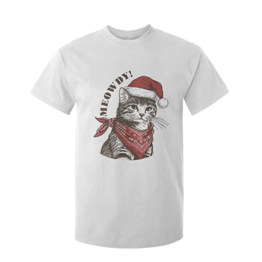 Cowboy Cat Christmas T Shirt For Kid Meowdy Western Rodeo TS14 White Print Your Wear