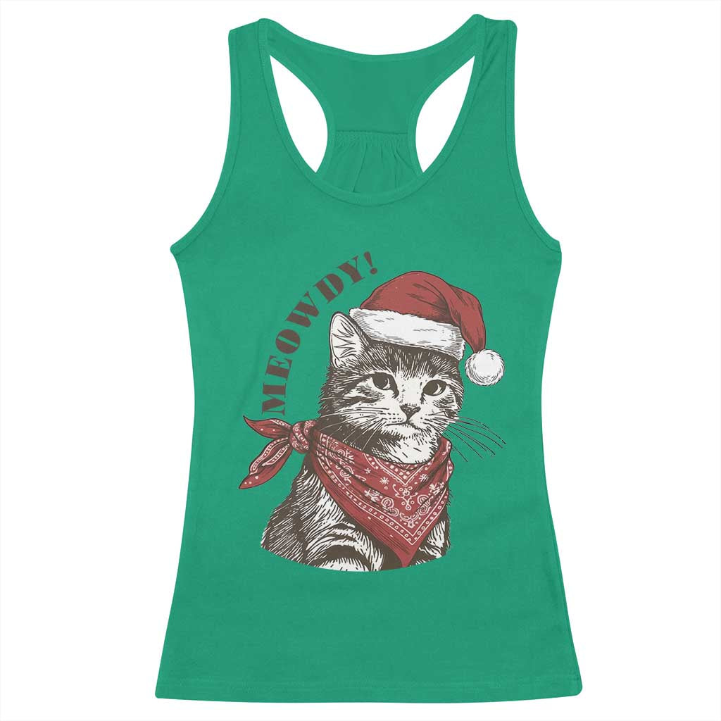 Cowboy Cat Christmas Racerback Tank Top Meowdy Western Rodeo TS14 Irish Green Print Your Wear