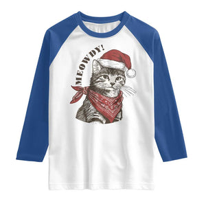 Cowboy Cat Christmas Raglan Shirt Meowdy Western Rodeo TS14 White Royal Print Your Wear