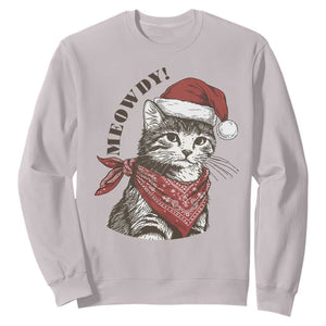 Cowboy Cat Christmas Sweatshirt Meowdy Western Rodeo TS14 Ice Gray Print Your Wear