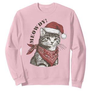 Cowboy Cat Christmas Sweatshirt Meowdy Western Rodeo TS14 Light Pink Print Your Wear