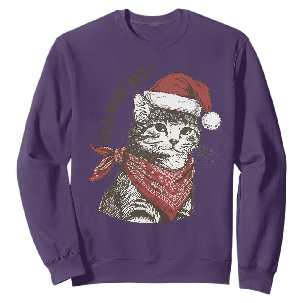 Cowboy Cat Christmas Sweatshirt Meowdy Western Rodeo TS14 Purple Print Your Wear
