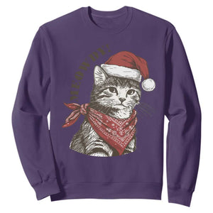 Cowboy Cat Christmas Sweatshirt Meowdy Western Rodeo TS14 Purple Print Your Wear