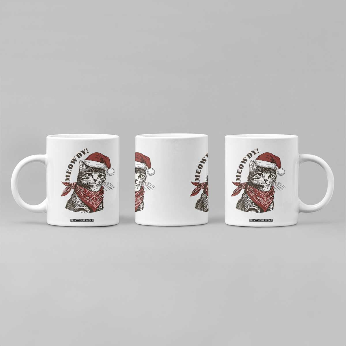 Cowboy Cat Christmas Coffee Mug Meowdy Western Rodeo TS14 Print Your Wear
