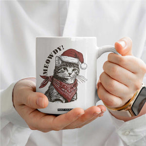 Cowboy Cat Christmas Coffee Mug Meowdy Western Rodeo TS14 Print Your Wear