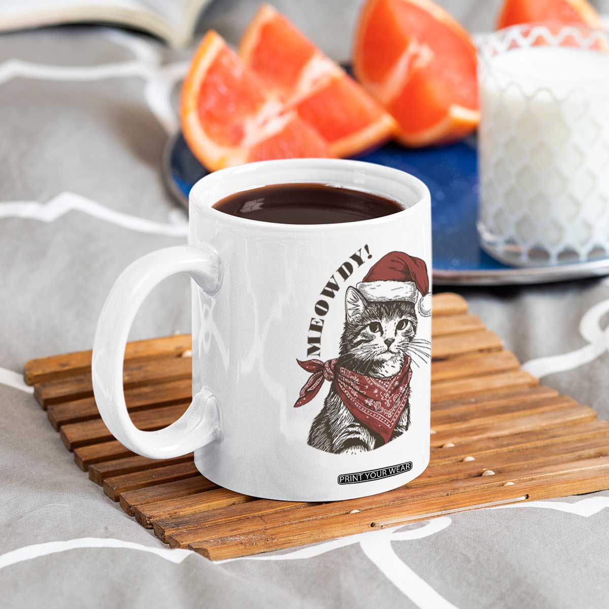 Cowboy Cat Christmas Coffee Mug Meowdy Western Rodeo TS14 Print Your Wear