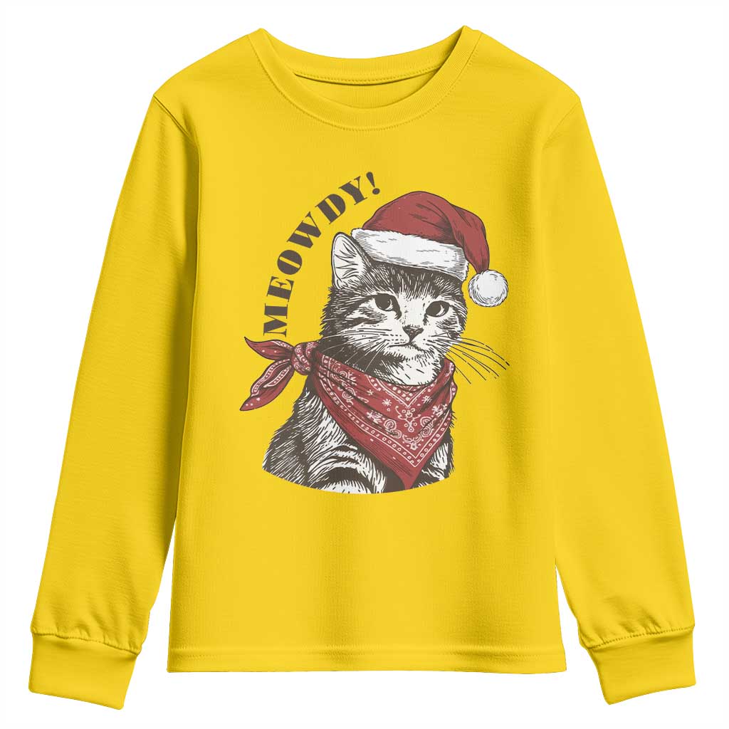 Cowboy Cat Christmas Youth Sweatshirt Meowdy Western Rodeo TS14 Daisy Print Your Wear