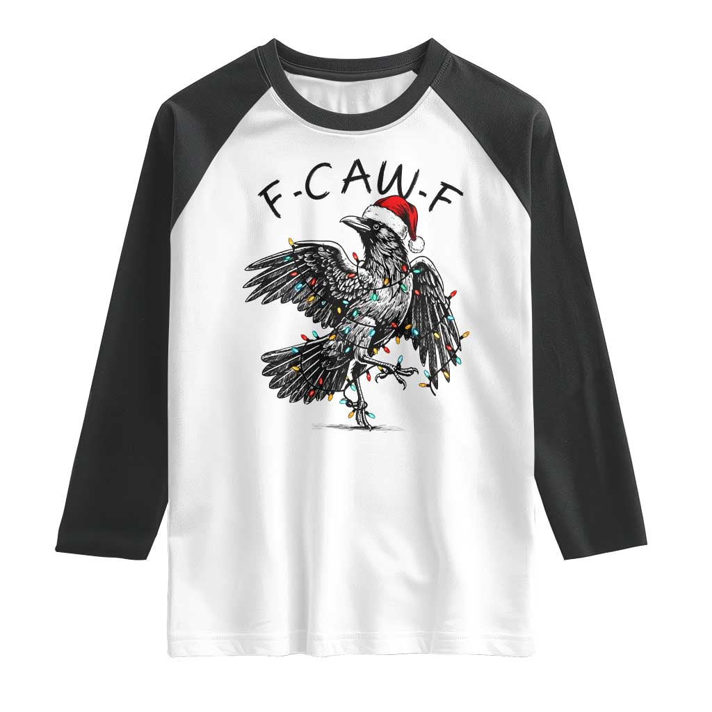 Christmas F Caw F Raglan Shirt Funny Black Crow Meme TS14 White Black Print Your Wear