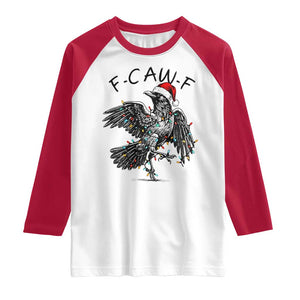 Christmas F Caw F Raglan Shirt Funny Black Crow Meme TS14 White Red Print Your Wear