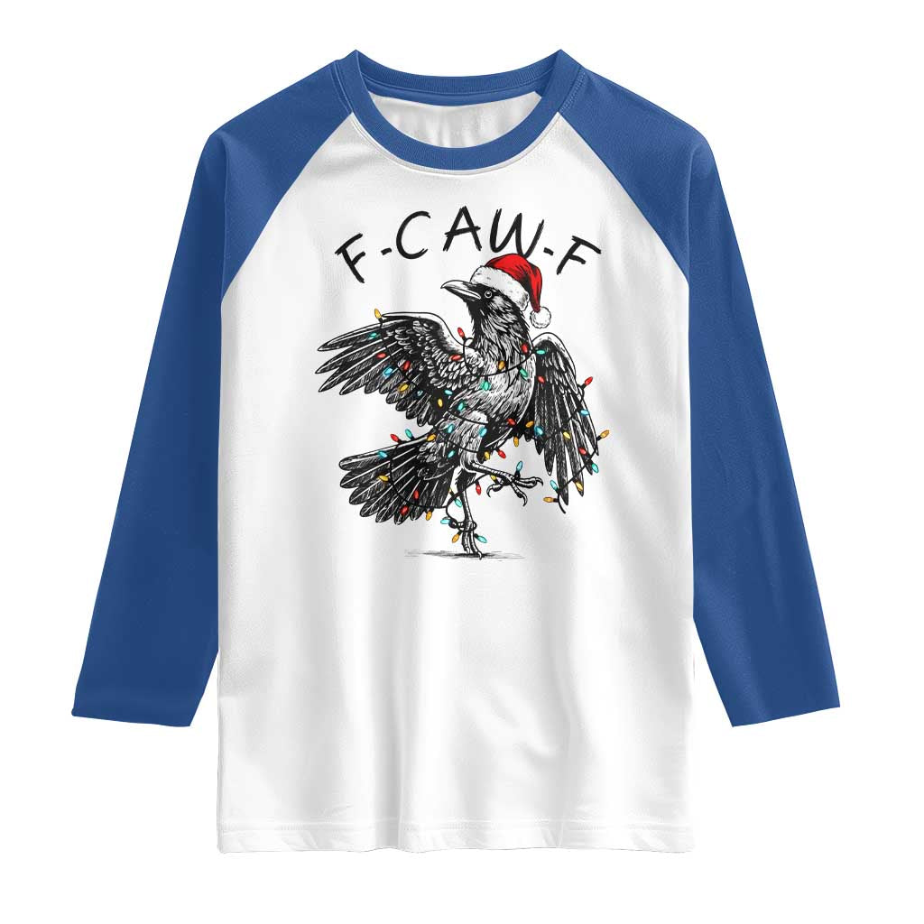 Christmas F Caw F Raglan Shirt Funny Black Crow Meme TS14 White Royal Print Your Wear