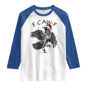 Christmas F Caw F Raglan Shirt Funny Black Crow Meme TS14 White Royal Print Your Wear