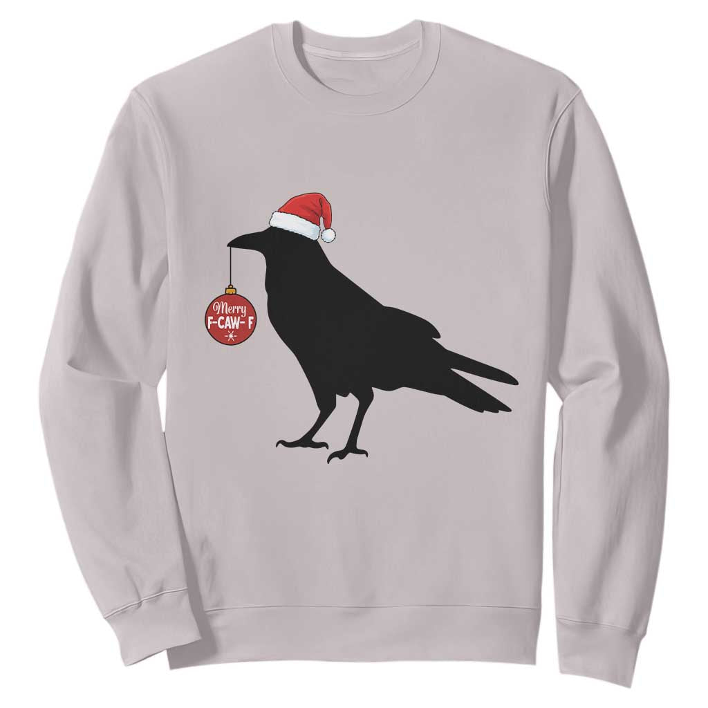 Christmas F Caw F Sweatshirt Funny Black Crow Merry Xmas TS14 Ice Gray Print Your Wear
