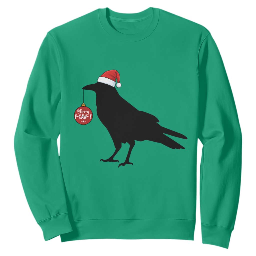 Christmas F Caw F Sweatshirt Funny Black Crow Merry Xmas TS14 Irish Green Print Your Wear